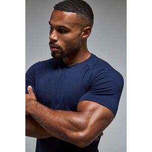 Tailored Athlete Mens Muscle Fit T-Shirt Navy Blue Raglan Sleeve Small
